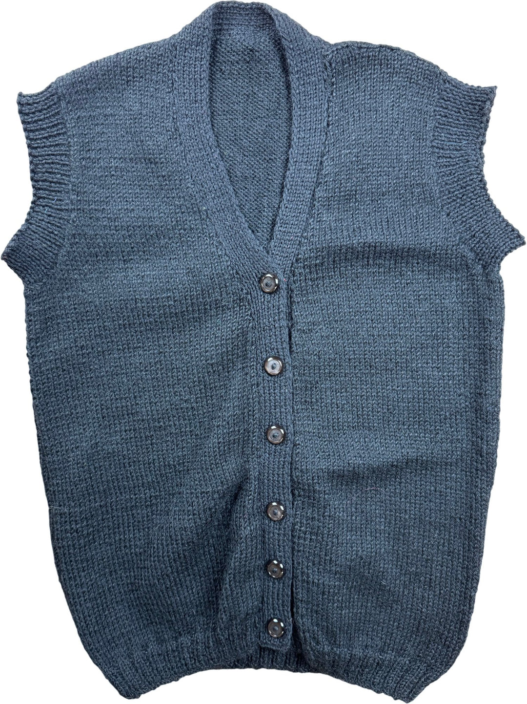 Classic Knitted Button-Up Vest - M - Think Vintage ltd