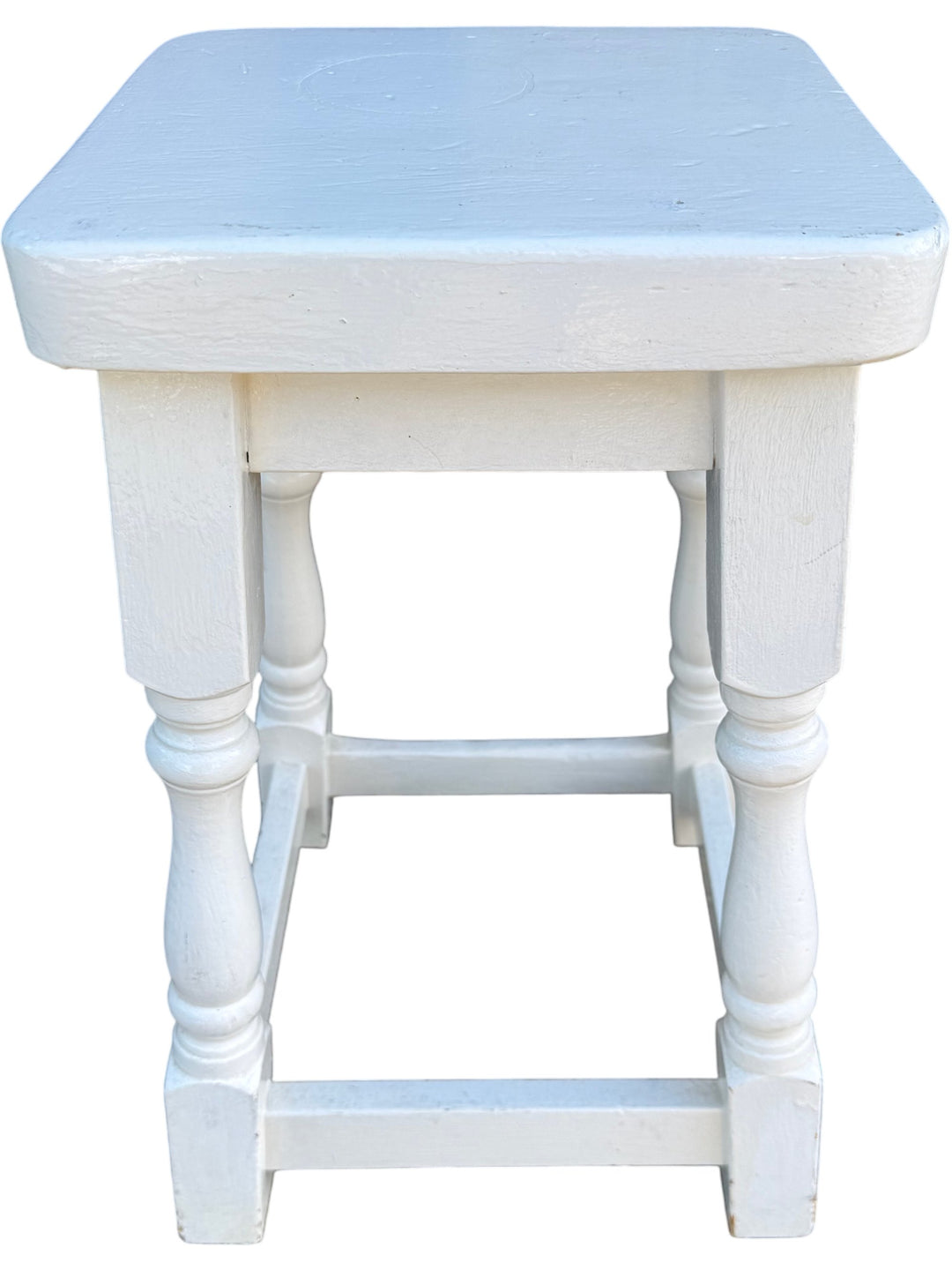 Classic White Outdoor Footstool - Think Vintage