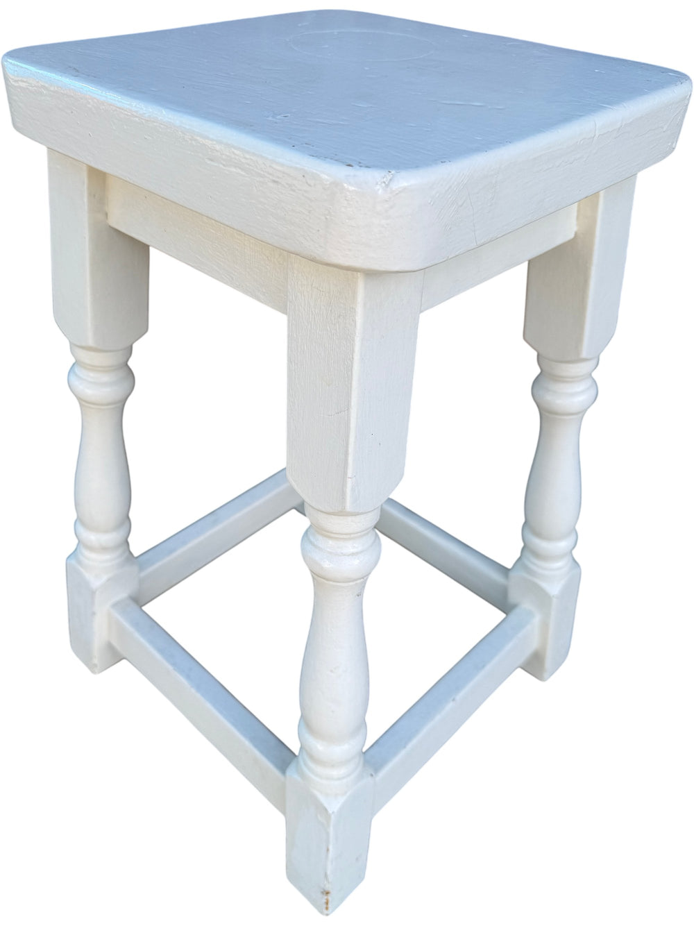 Classic White Outdoor Footstool - Think Vintage