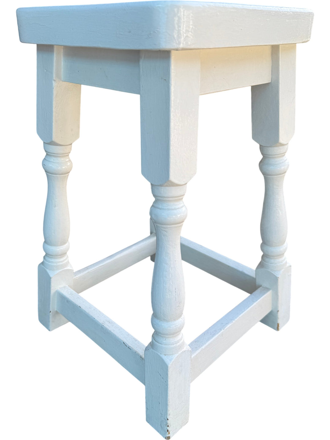 Classic White Outdoor Footstool - Think Vintage