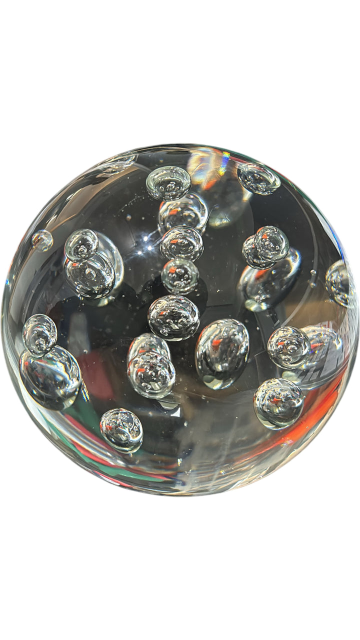 Clear Glass Paperweight with Bubble Design Decorative Collectible Sphere - Think Vintage Online Ltd