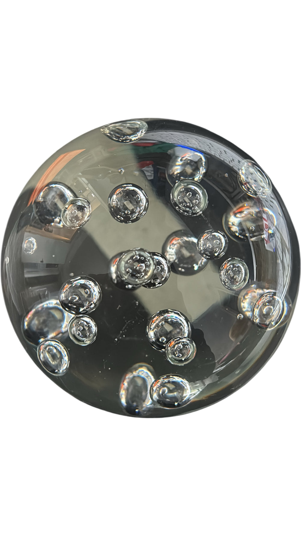 Clear Glass Paperweight with Bubble Design Decorative Collectible Sphere - Think Vintage Online Ltd