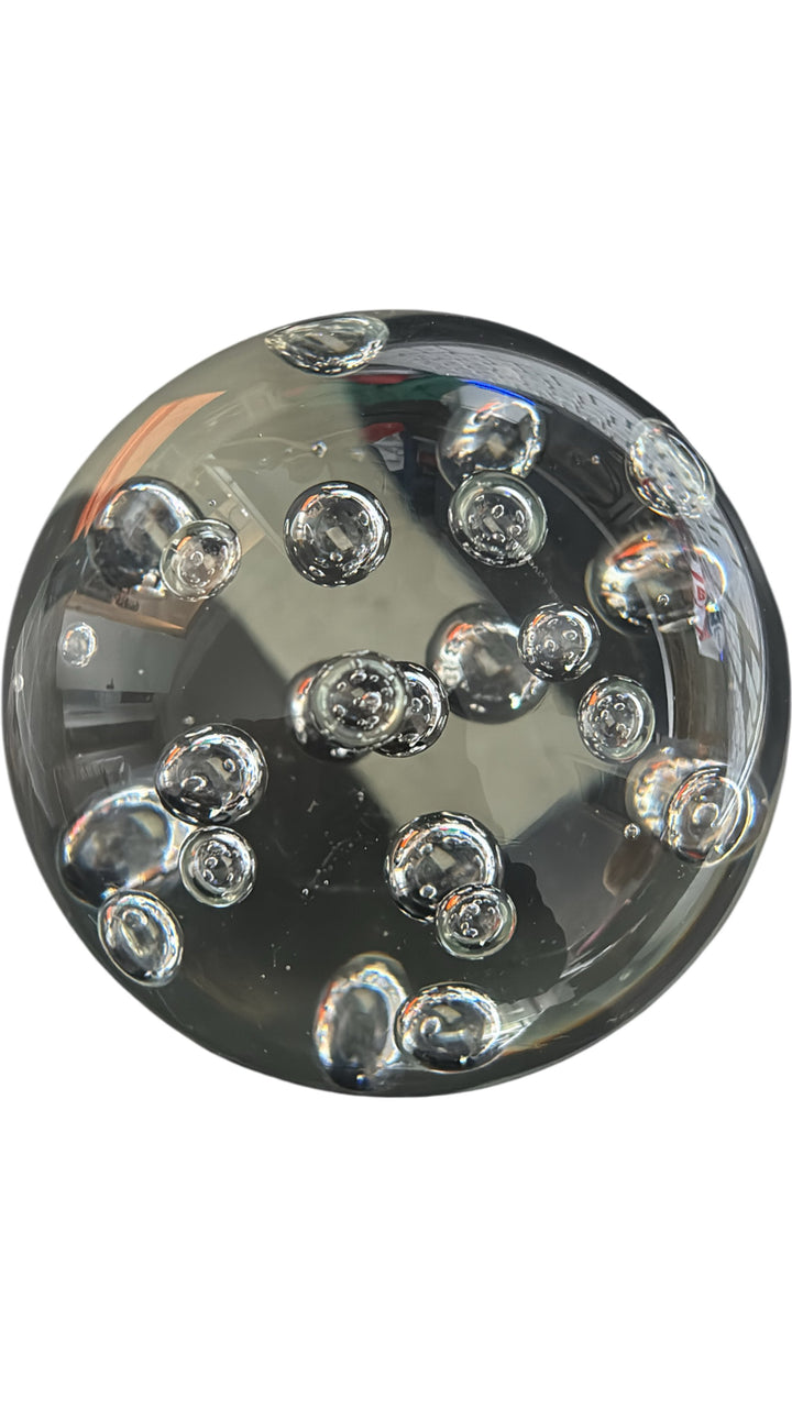 Clear Glass Paperweight with Bubble Design Decorative Collectible Sphere - Think Vintage Online Ltd