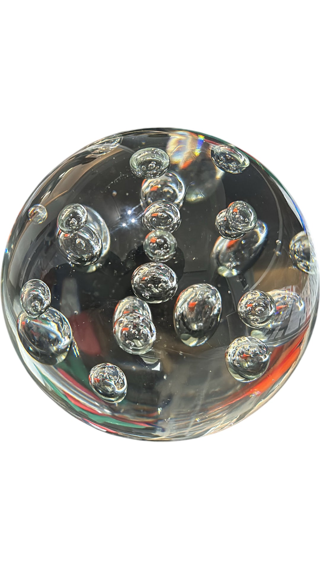 Clear Glass Paperweight with Bubble Design Decorative Collectible Sphere - Think Vintage ltd