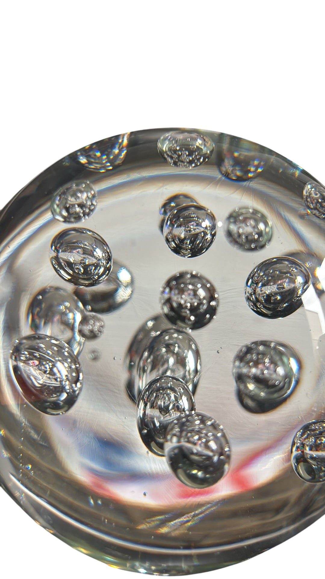 Clear Glass Paperweight with Bubble Design Decorative Collectible Sphere - Think Vintage ltd