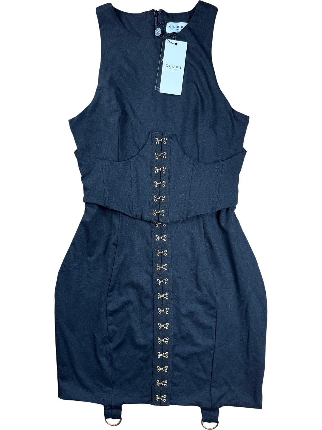Club London Black Corset Mini Dress - S - Think Vintage ltd