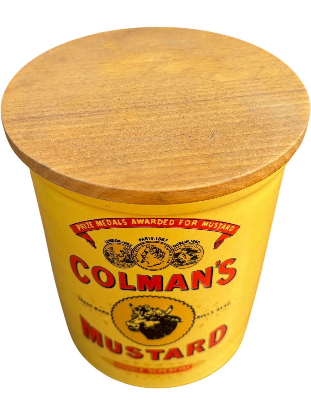Colman's Mustard Jar with Wooden Lid - Think Vintage