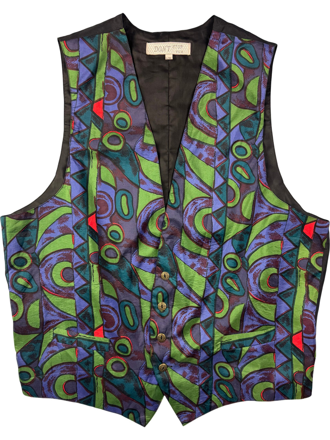 Colourful Abstract Pattern Waistcoat - XL - Think Vintage ltd