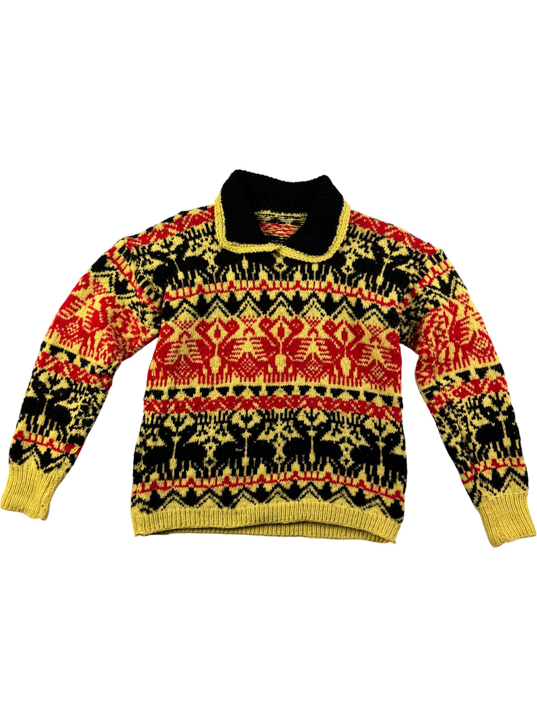 Colourful Collared Knit Sweater - S - Think Vintage ltd