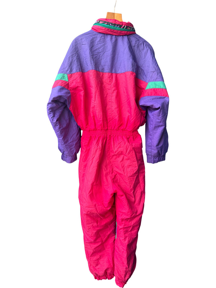 Colourful Hooded Ski Suit - L - Think Vintage ltd