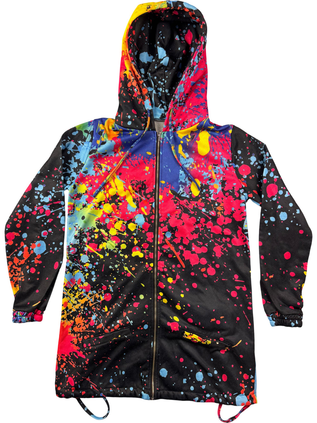Colourful Splatter Paint Hooded Jacket - M - Think Vintage ltd