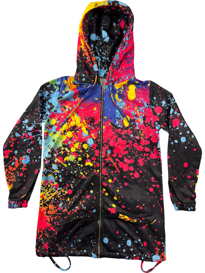 Colourful Splatter Paint Hooded Jacket - M - Think Vintage ltd