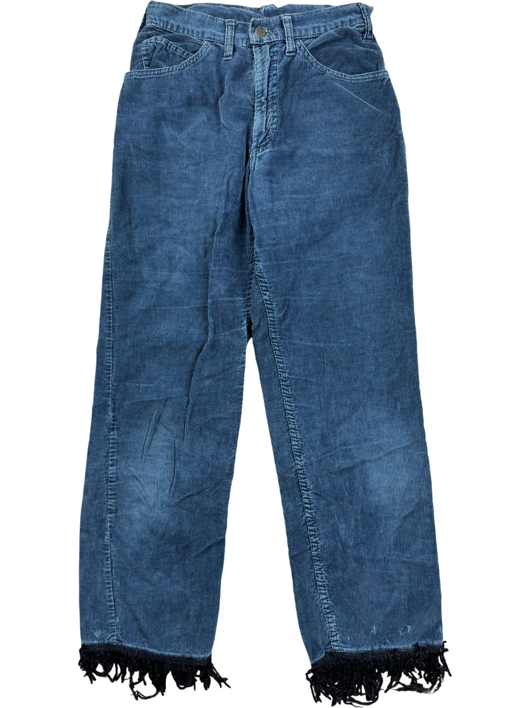 Corduroy Trousers With Fringe Hem - W28 - Think Vintage ltd