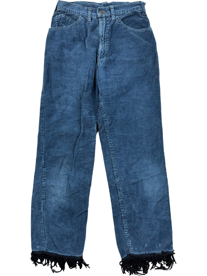 Corduroy Trousers With Fringe Hem - W28 - Think Vintage ltd