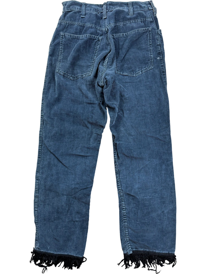Corduroy Trousers With Fringe Hem - W28 - Think Vintage ltd