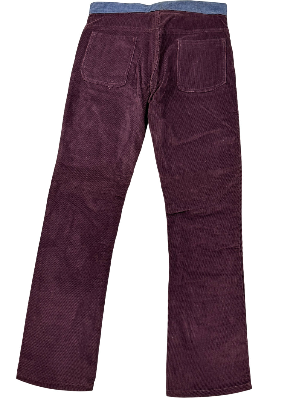 Corduroy Trousers with Contrast Waistband - W32 L30 - Think Vintage