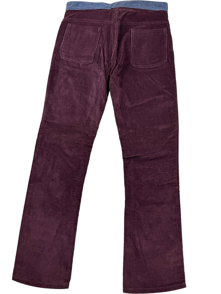 Corduroy Trousers with Contrast Waistband - W32 L30 - Think Vintage