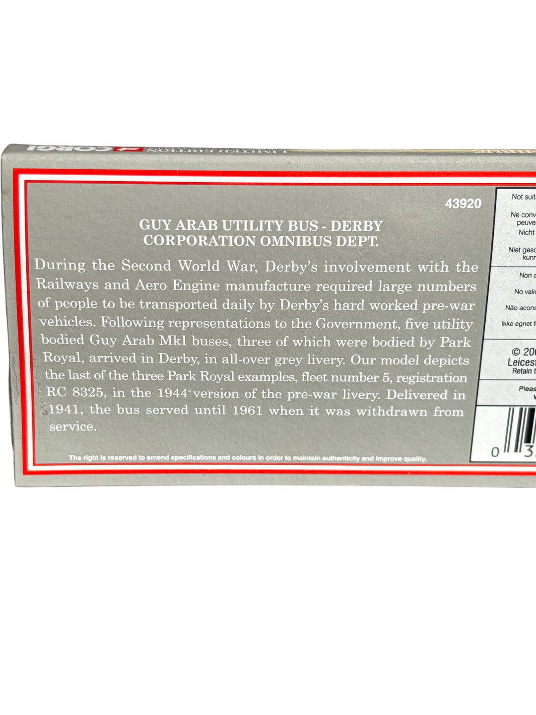 Corgi Original Omnibus GUY Arab Utility Bus Model Limited Edition - Think Vintage