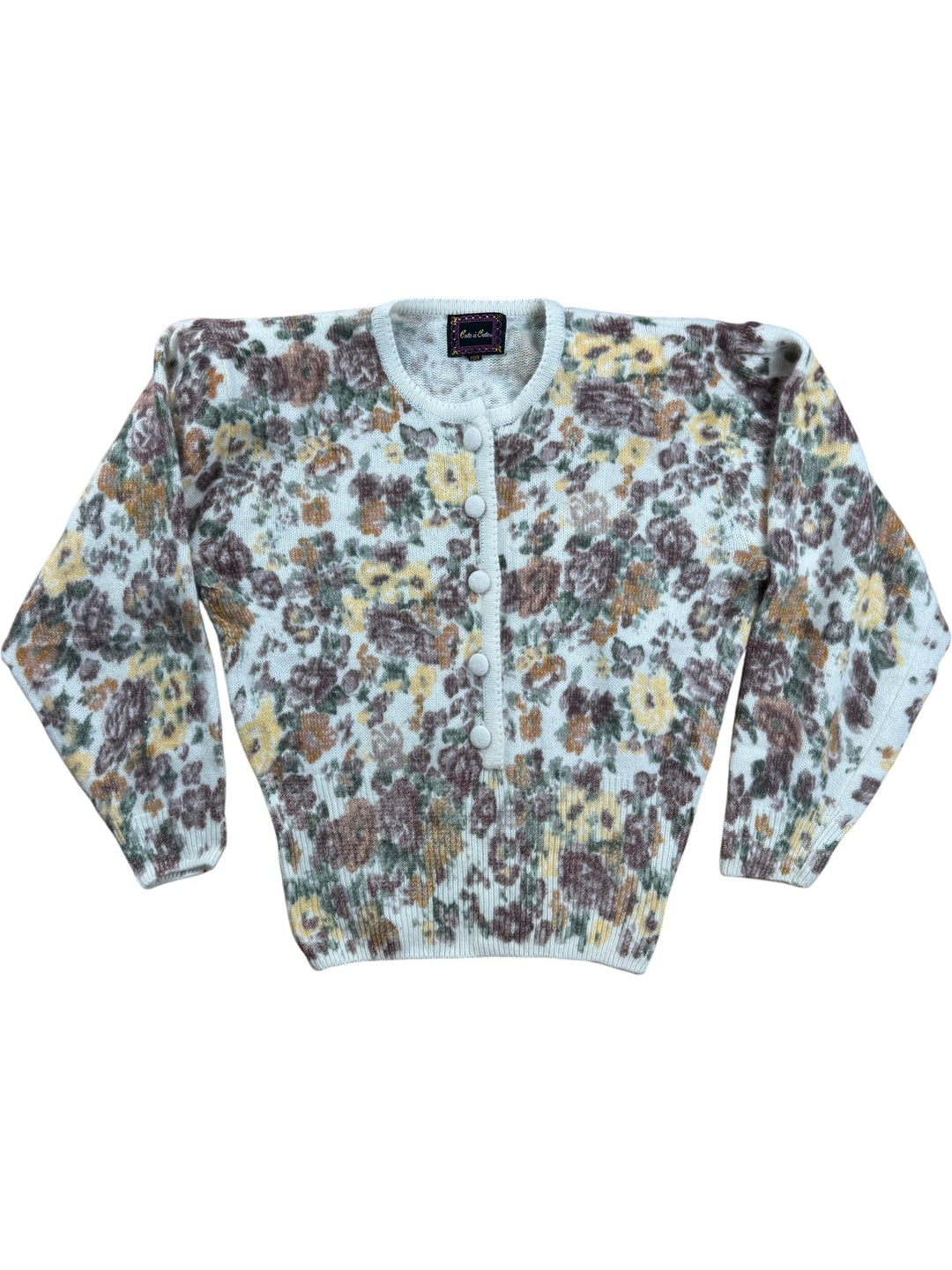 Cote à Cote Floral Knit Cardigan - M - Think Vintage ltd