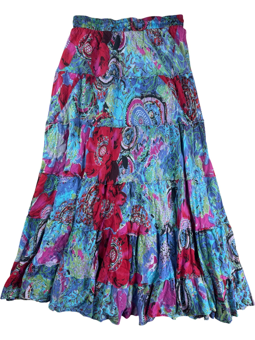 Cotton Breeze Floral Patterned Maxi Skirt - W28-36