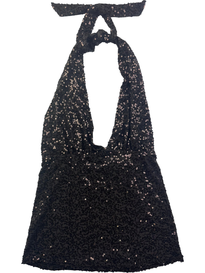Cotton Club Sequin Halterneck Swimwear Top - XS - Think Vintage Online Ltd