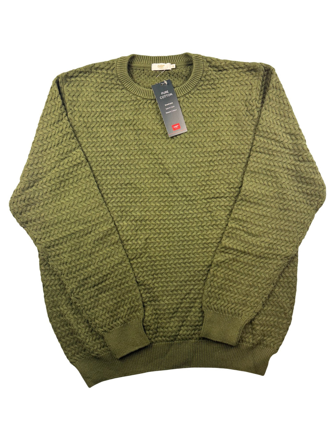 Cotton Traders Textured Crew Neck Jumper - XL - Think Vintage ltd