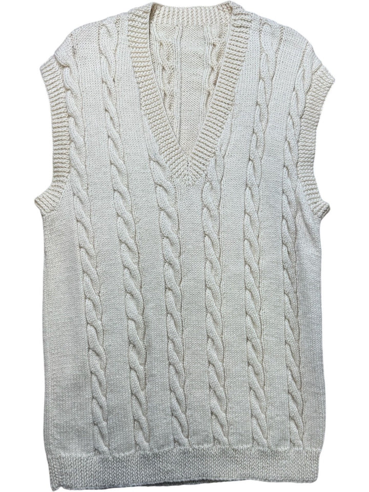 Cream Cable Knit Pullover Vest - M