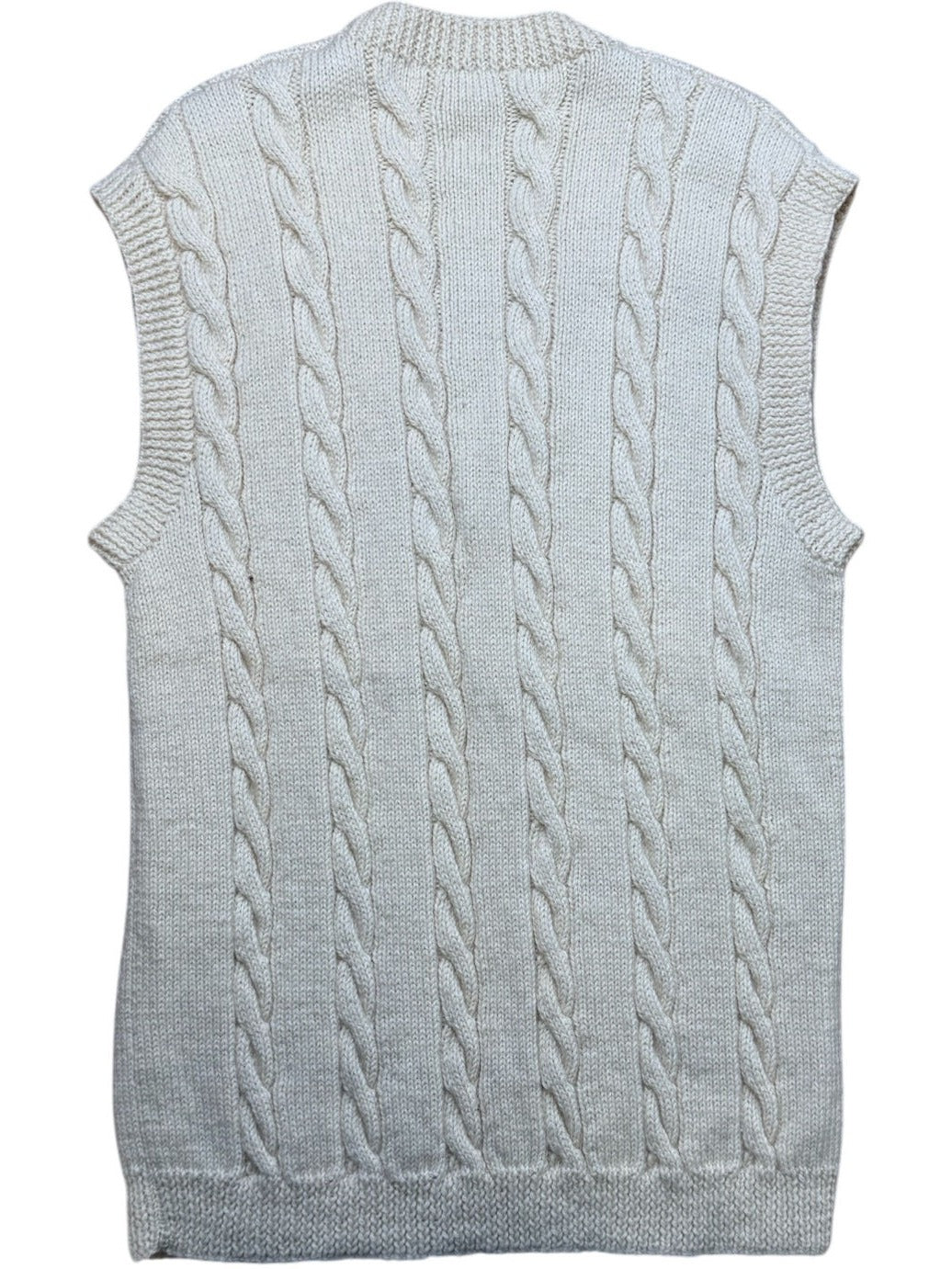 Cream Cable Knit Pullover Vest - M