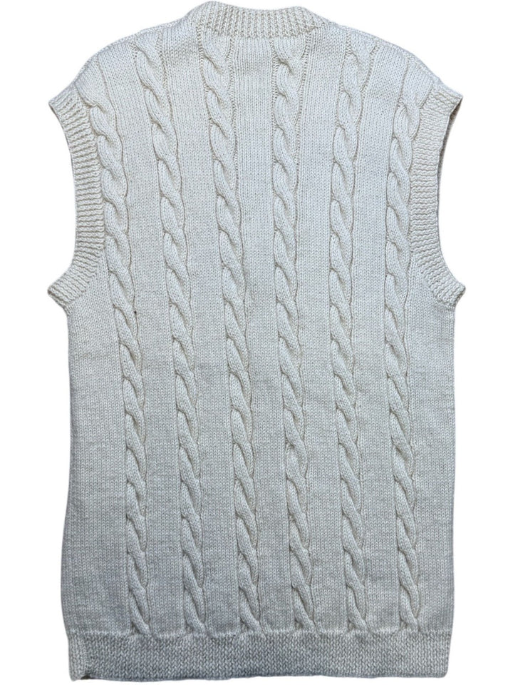 Cream Cable Knit Pullover Vest - M