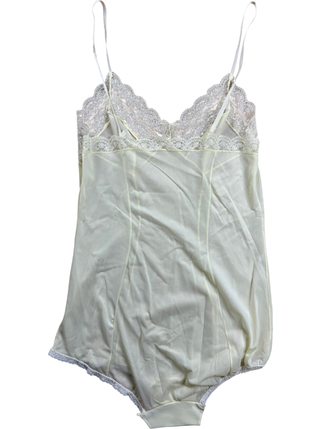Cream Lace Trim Bodysuit - Think Vintage ltd