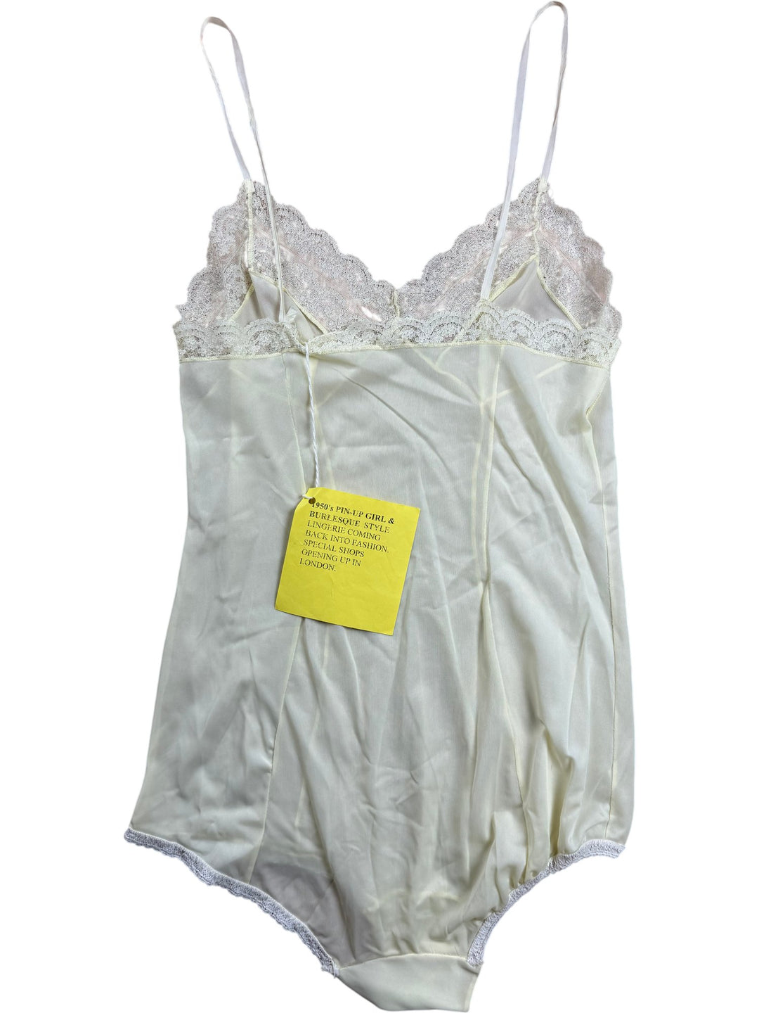 Cream Lace Trim Bodysuit - Think Vintage ltd