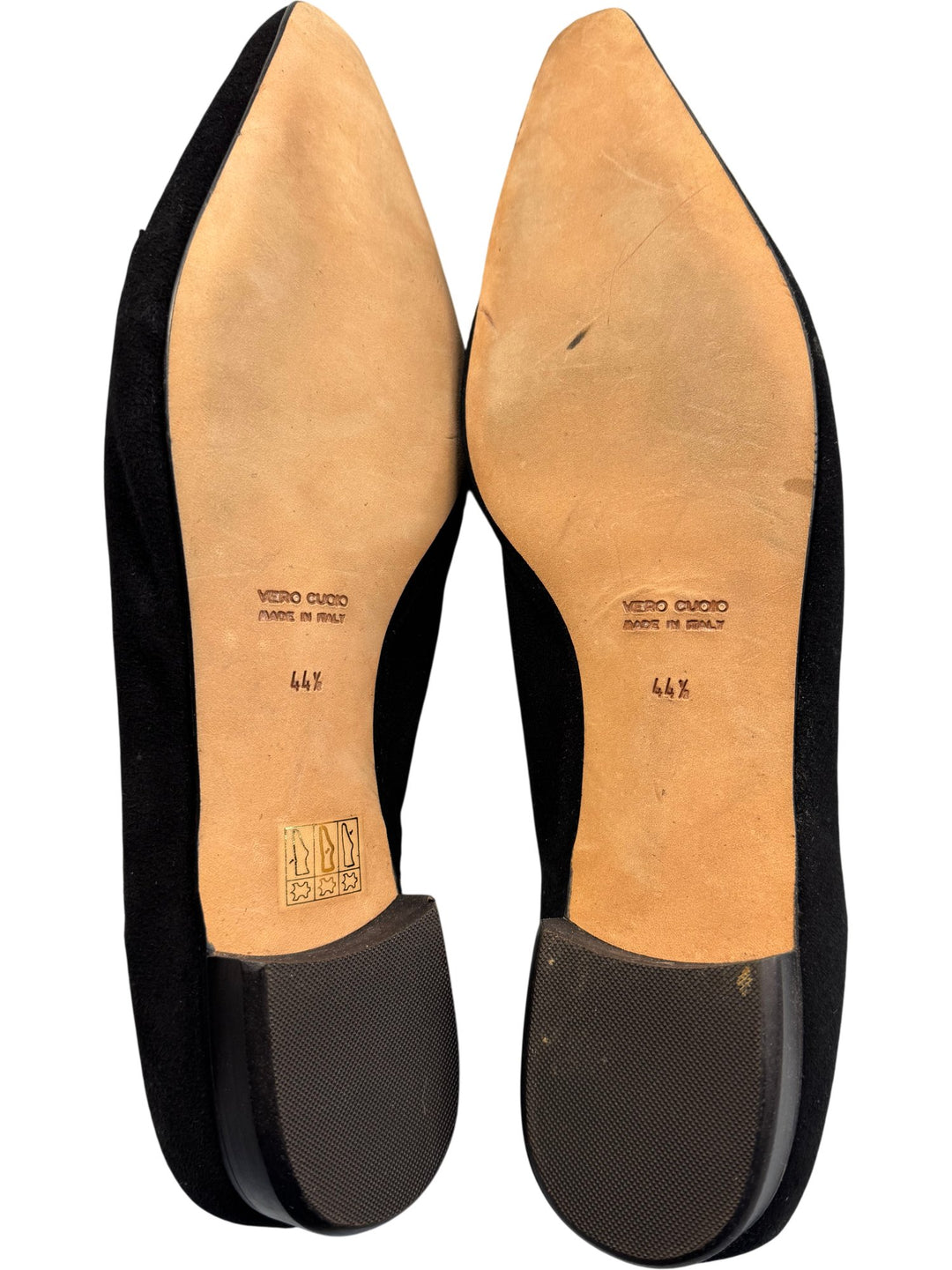 Crispins Black Suede Flat Shoes - 8 - Think Vintage ltd
