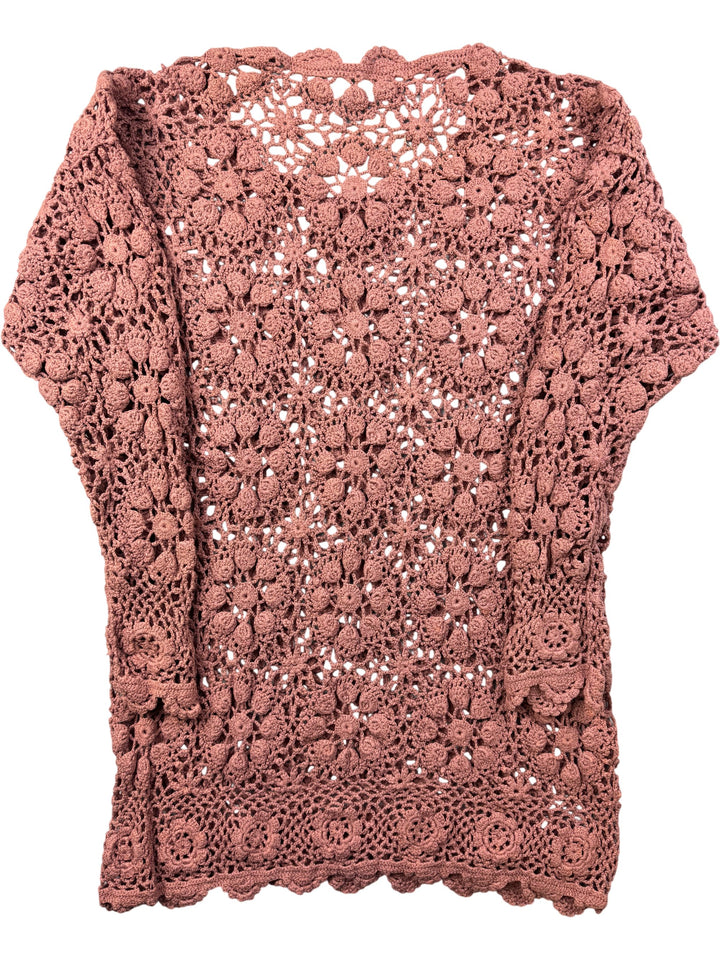 Crochet Floral Short Sleeve Top - S/M - Think Vintage ltd