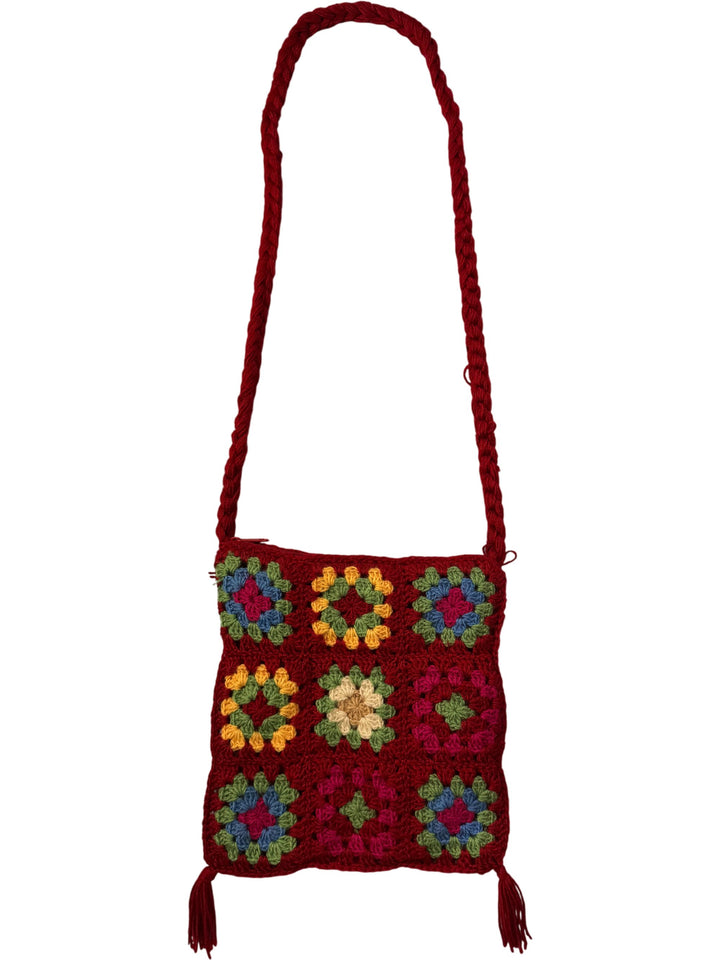 Crochet Multicolor Shoulder Bag - Think Vintage