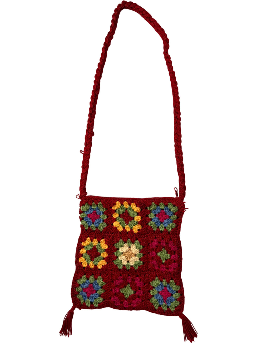 Crochet Multicolor Shoulder Bag - Think Vintage
