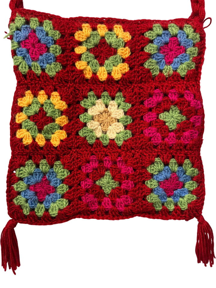 Crochet Multicolor Shoulder Bag - Think Vintage