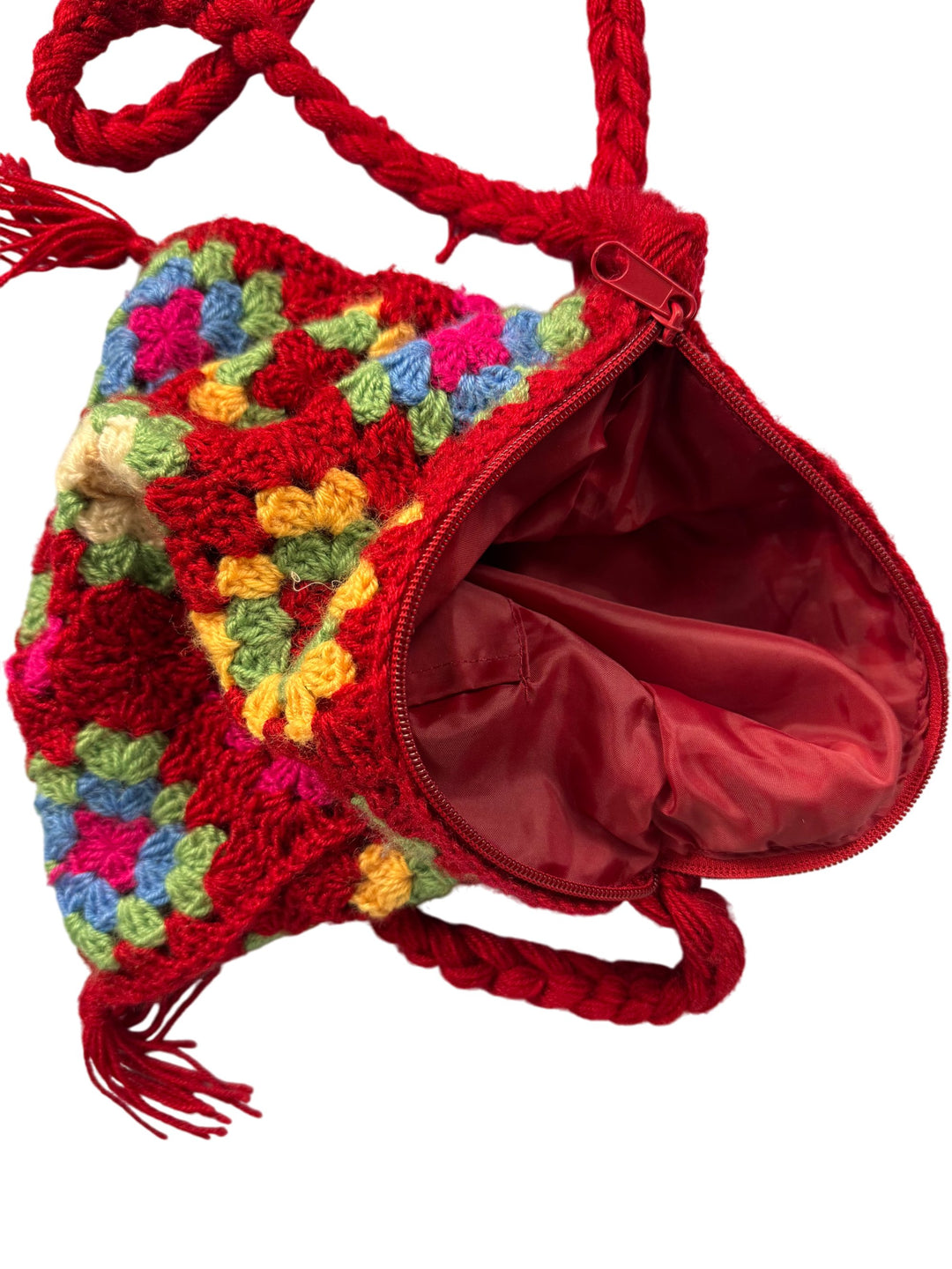 Crochet Multicolor Shoulder Bag - Think Vintage