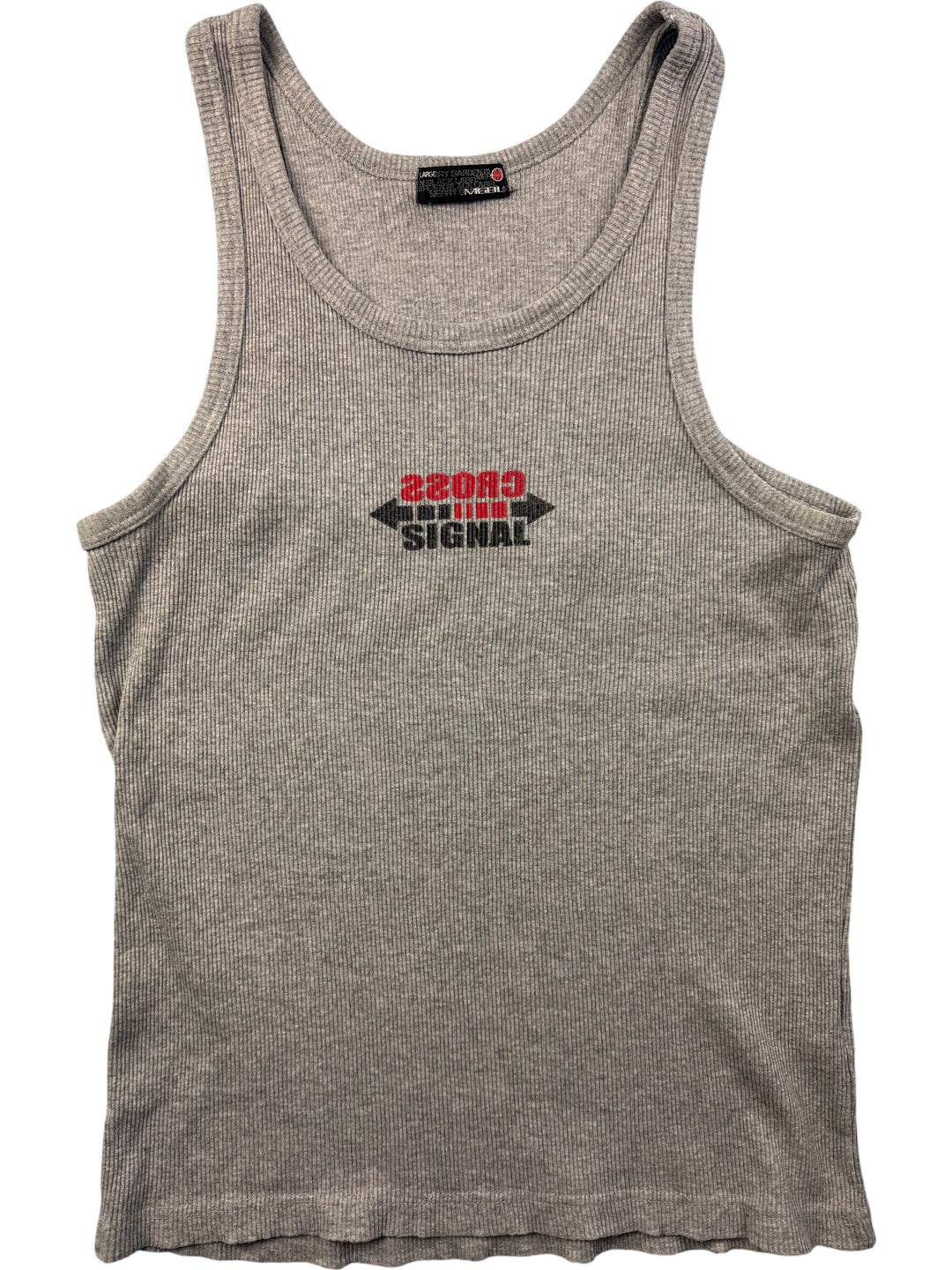 Cross Signal Grey Ribbed Tank Top - XS - Think Vintage