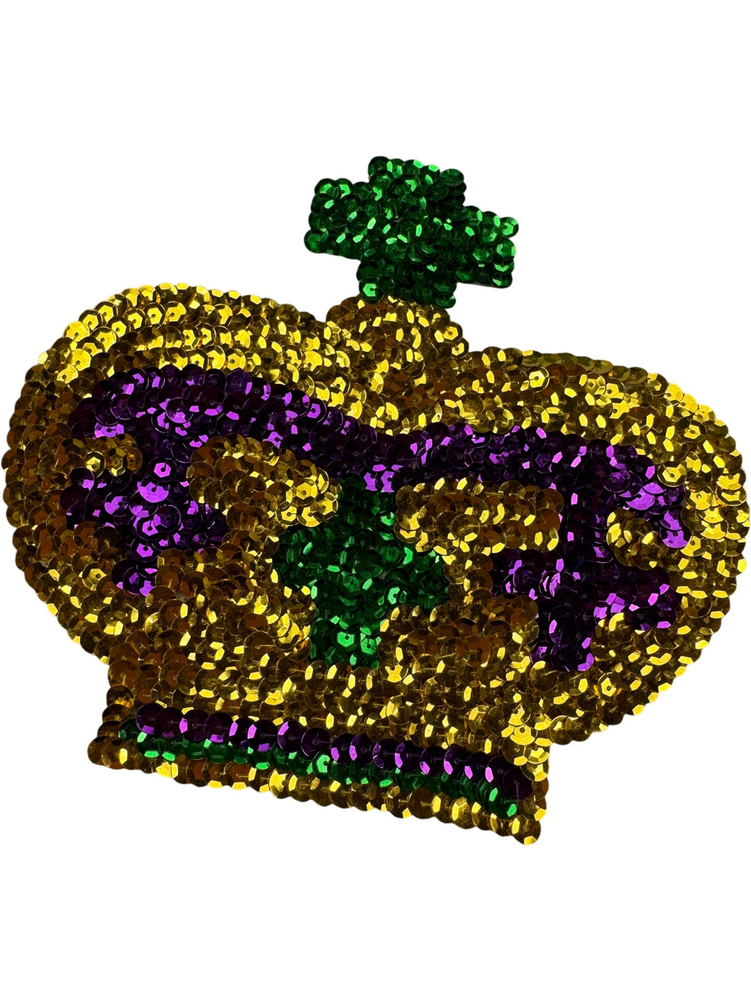 Crown Shaped Sequin Patch Gold Green Purple - Think Vintage