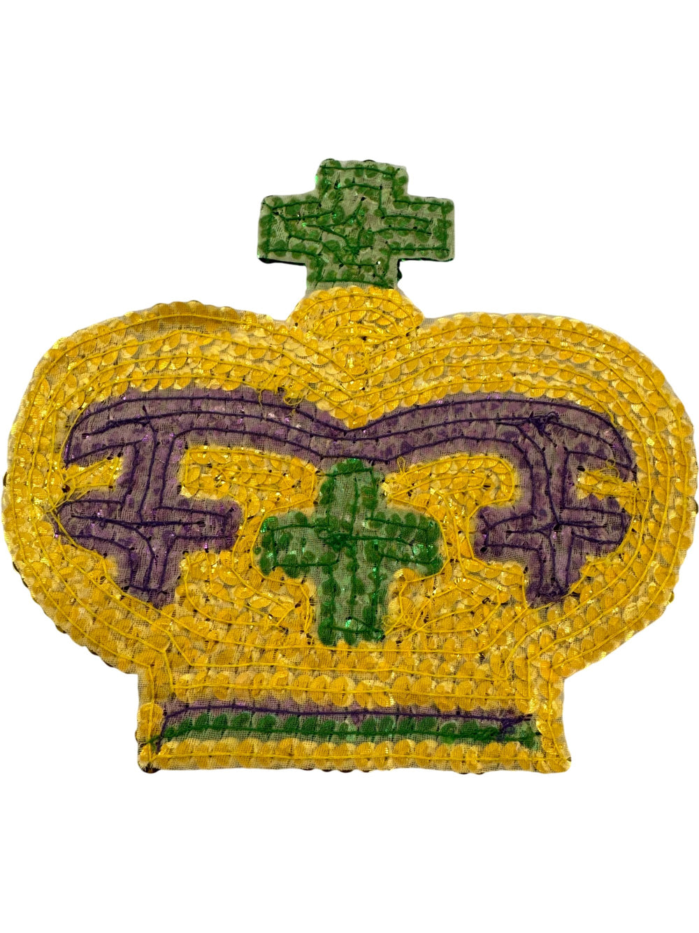 Crown Shaped Sequin Patch Gold Green Purple - Think Vintage