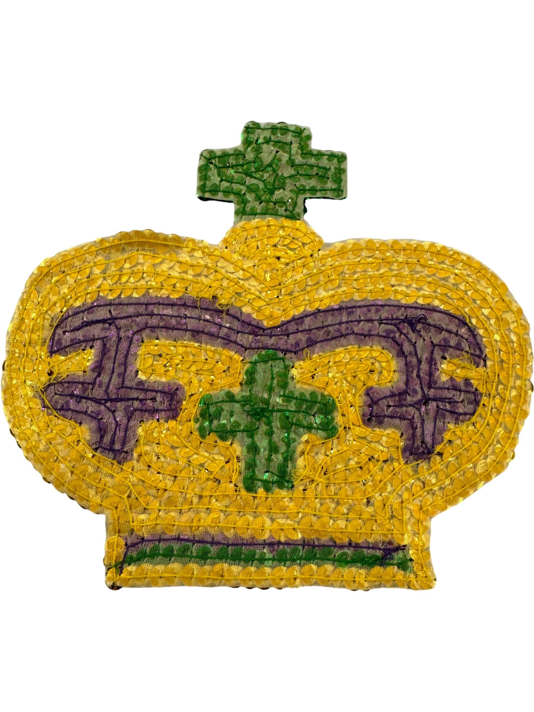 Crown Shaped Sequin Patch Gold Green Purple - Think Vintage