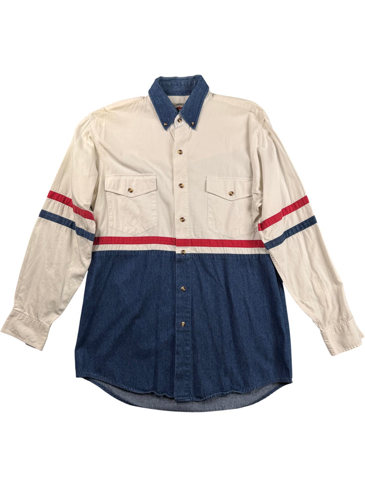 Cumberland Outfitters Two-Tone Denim Shirt - M - Think Vintage ltd