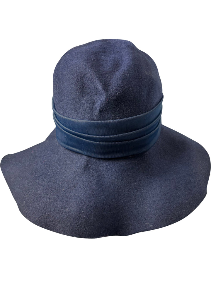 Czarina Navy Wide Brim Sun Hat - Think Vintage