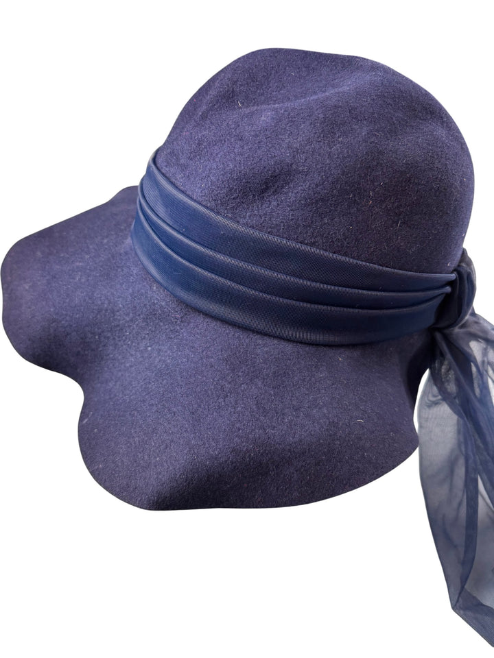 Czarina Navy Wide Brim Sun Hat - Think Vintage