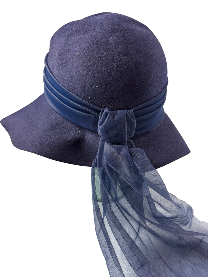 Czarina Navy Wide Brim Sun Hat - Think Vintage Online Ltd