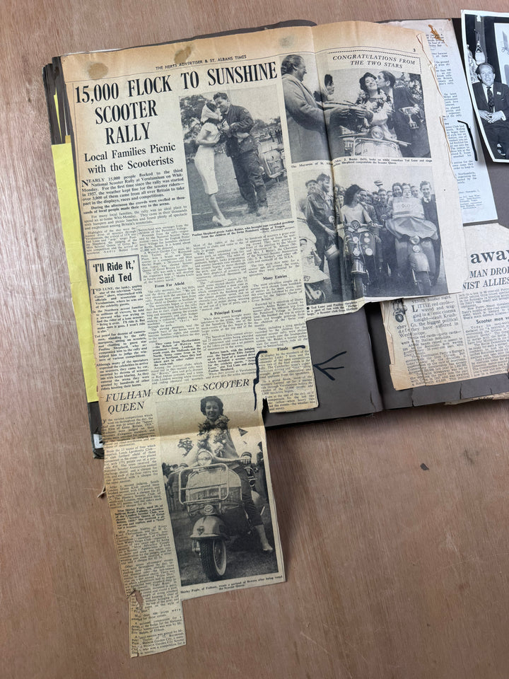 Vintage Scooter Archive Scrapbook – Original Photos, Newspaper Cuttings, Posters & Ephemera