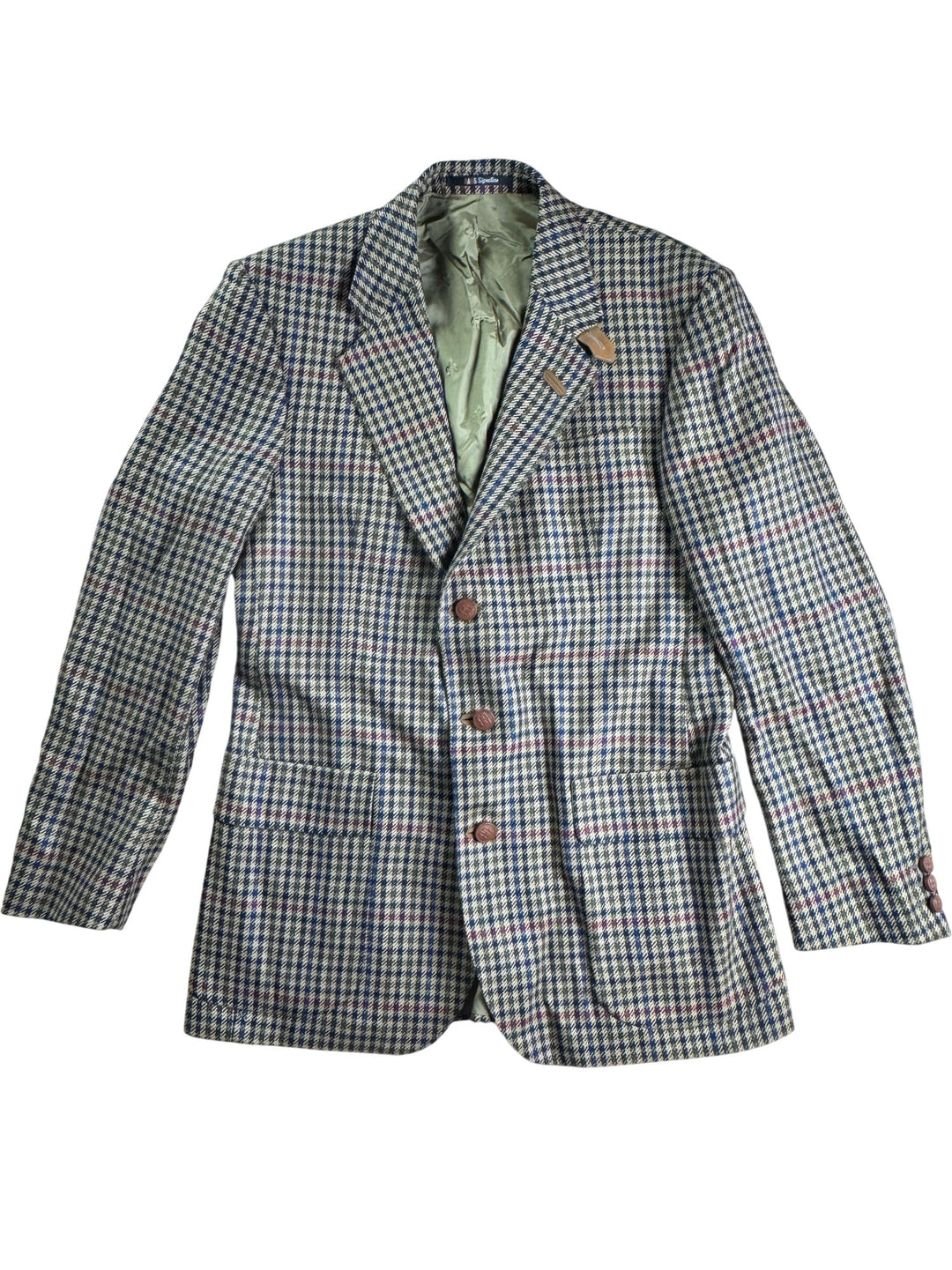 DAKS Signature London Wool Checkered Blazer - M - Think Vintage ltd