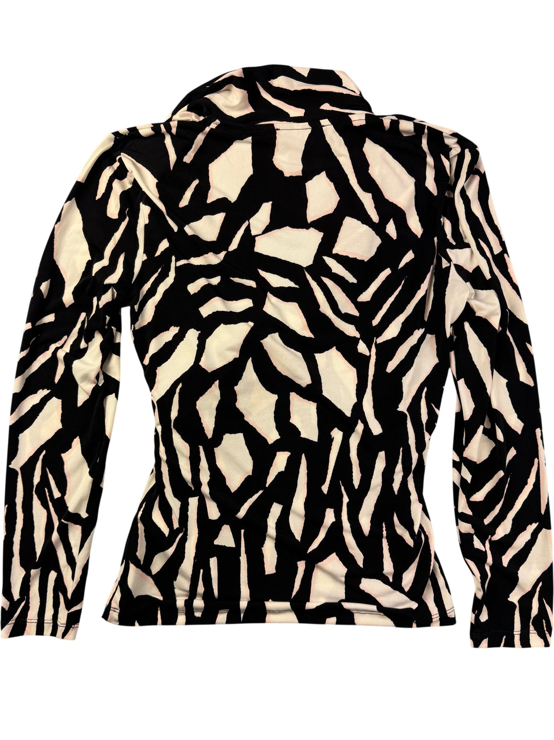 DKNY Black White Wrap Patterned Top - M - Think Vintage ltd