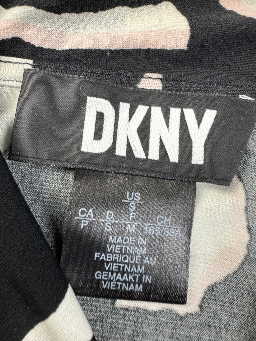 DKNY Black White Wrap Patterned Top - M - Think Vintage ltd