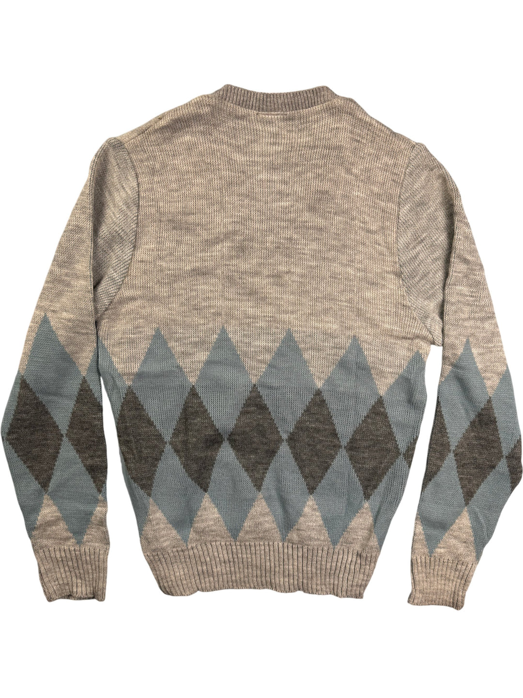 Daniel Argyle Pattern V-Neck Sweater - S - Think Vintage